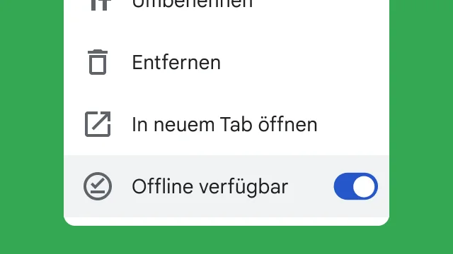 Über eine Ein-/Aus-Schaltfläche können Nutzer auf ihre Dateien zugreifen, wenn sie offline sind.