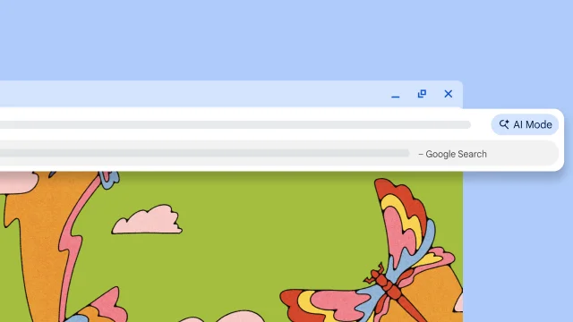ユーザーが Chrome の検索バーで、AI モードにさまざまなマットレスの種類を比較する表を作成するようリクエストしている。