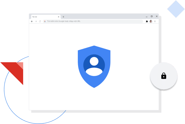 Cửa sổ trình duyệt Chrome đang hiển thị biểu tượng quyền riêng tư của Google.