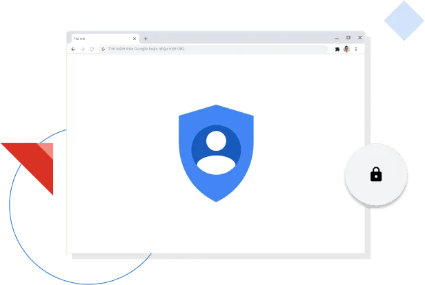 Cửa sổ trình duyệt Chrome đang hiển thị biểu tượng quyền riêng tư của Google.