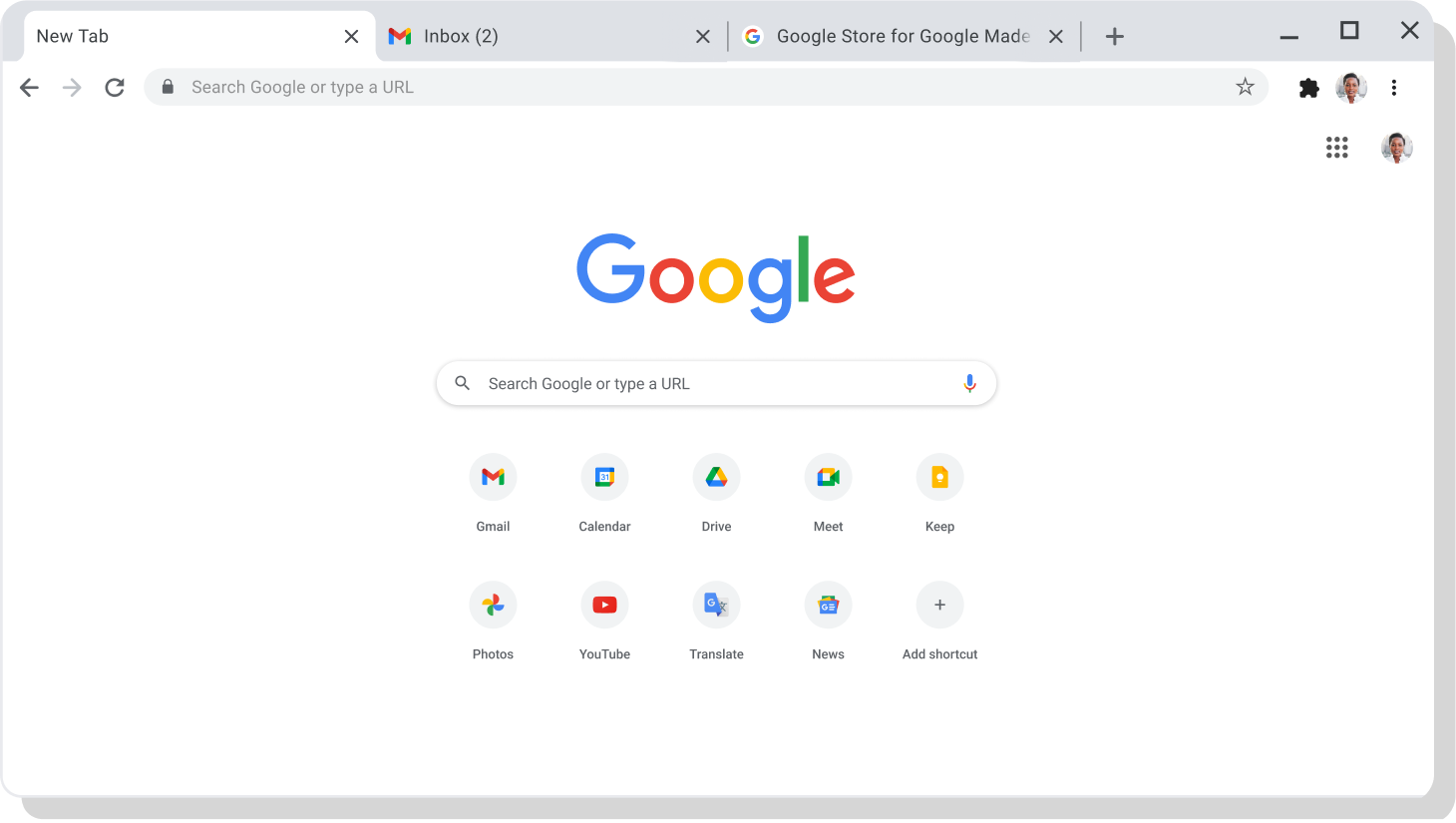 Chrome browser window with an empty address bar.
